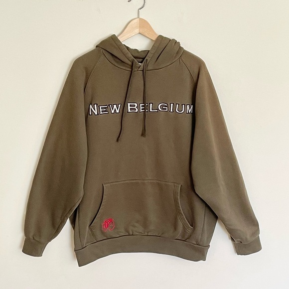New Belgium Brewing Co. Embroidered Olive Green Hoodie Adult size Large - Picture 2 of 10